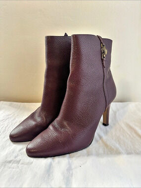 Kurt Geiger London Shoreditch High Heel Leather Ankle Boots-Wine- size EU39